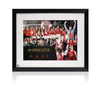 Dennis Bergkamp Signed Arsenal Football Photo: 49 Games Unbeaten. Framed