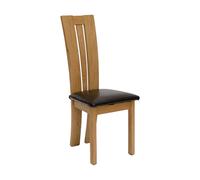 Dennis Dining Chair - Set of 2 - Oak - Dark Brown Leather