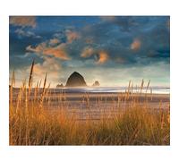 Dennis Frates Haystack Rock At Cannon Beach Framed Canvas Print Blue/brown (40Cm X 50Cm)