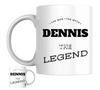 Dennis Personalised Ceramic Mug | The Man, The Myth, The Legend Dennis Custom Name Coffee Mug, Novelty Gift for a Dad, Brother, Husband, Boyfriend, Friend or Colleague Named Dennis