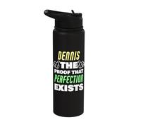 Dennis The Proof that Perfection Exists Funny Dennis Name Stainless Steel Insulated Water Bottle