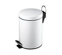 Denny International 3 Litre Stainless Steel Pedal Bin for Kitchen Bathroom Toilet Rubbish Tray (White 3 Ltr Bin)