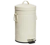 Denny International 3L 30 Litre Pedal Bin Kitchen Bathroom Rubbish Waste Dustbin US style Retro Bin (3L, Cream)