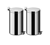 Denny International 3L Silver Pedal Bin Stainless Steel Kitchen Bathroom Toilet Rubbish Set of 2