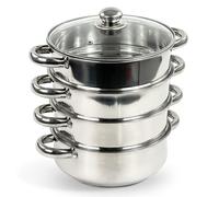 Denny International 4 Tier 24cm Induction Hob Steamer Multi Veg Cooker Stainless Steel Pot Pan Set With Lid