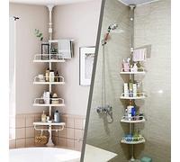 Denny International® 4 Tier Adjustable Telescopic Shelf Bathroom Organiser Corner Rack Shower Shelf Caddy Holder 120-300cm
