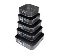 Denny International 5pc Springform Cake Mould Tray Non Stick for Baking Perfect for Wedding Birthday Parties (Square Shape)
