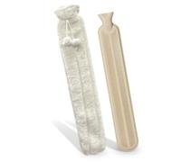 Denny International® 76cm Extra Long Hot Water Bottle with Super Soft Removable Cover - in 2 Colours (Cream)
