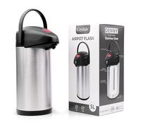 Denny International® Pump Action Airpot flask - Stainless steel - Suitable for hot and cold drinks - available in 2.5, 3, 3.5, 4, 5 litre capacity. (5 Litre)