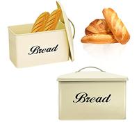 Denny International Vintage Retro Style Large Stainless Steel Bread Bin for Kitchen Storage Gift (Cream)