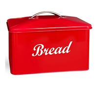 Denny International Vintage Retro Style Large Stainless Steel Bread Bin for Kitchen Storage Gift (Red)
