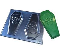 dennycraftmoulds.co.uk Skull Coffin Chocolate Bar Moulds Reusable Plastic Halloween Molds Make 110g Bars, Transparent (4560)