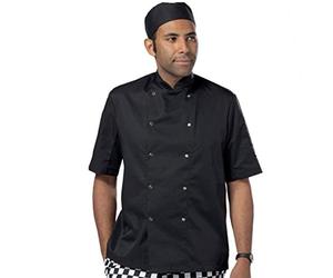 Denny's Chef Jacket L/W S/S Press Stud Black