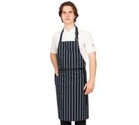 Dennys Contrast Striped Polycotton Side Pocket Full Apron in Navy Dennys Navy
