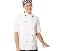 Dennys Quality Lightweight Short Sleeve Chefs Jacket, White, XX-Small