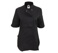 Dennys Women's Short Sleeve Fitted Chef Jacket in Black | Size: Medium Dennys Black M
