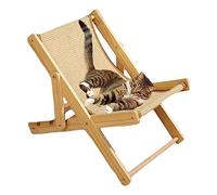 Deno Cat Sisal Chair Elevated Bed Large Floor-standing Lounger Bearing 10kg Hammock for Bunny Small Animal, Beige