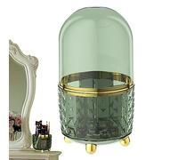 Deno Makeup Organiser Brush Holder 360°Rotating Base Makeup Brush Holder With Dustproof Lid Clear Makeup Brush Storage Rack Cosmetic Organizer Waterproof Makeup Container Storage(dark Green)