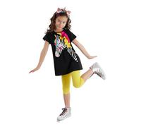 Denokids Zebracorn Girls Fancy Dress, Black Tunic With Zebra Print And Ruffles, 2-Piece Set of Girls Black Leggings, 95% Cotton and 5% Elastane, Ideal As Girls Pyjamas Set, From 2-8 Years | 3 Age