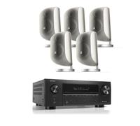 DENON AVCX3800H 8K AV Receiver Bundle With Bowers & Wilkins M-1 Satellite Speaker Black 5.0 System White