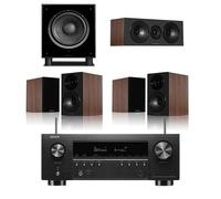 Denon AVRS970H 8K 7.2 Ch Dolby Atmos AV Receiver Black with Wharfedale Diamond 12.1i HCP 5.1 Speaker Package Walnut