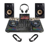 Denon DJ Prime 4 G2 M-Audio Forty Sixty Speakers and Sennheiser HD25 Headphone Bundle