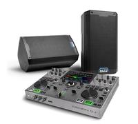 Denon DJ PRIME GO+ DJ Controller and ALTO TS408 Powered PA Speakers Pair for Live Music, DJ sets, Events, Music production