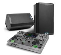 Denon DJ PRIME GO+ DJ Controller and ALTO TS415 Powered PA Speakers Pair for Live Music, DJ sets, Events, Music production