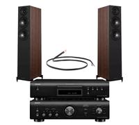 Denon PMA-600NE Amp & DCD-600NE CD Player Black with Wharfedale Diamond 12.3i Floorstanding Speakers Walnut Hi-Fi Bundle