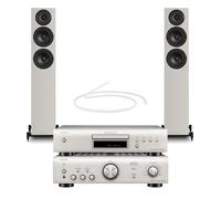 Denon PMA-600NE Amp & DCD-600NE CD Player Silver with Wharfedale Diamond 12.3i Floorstanding Speakers Grey Hi-Fi Bundle