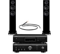 Denon PMA-600NE Amp & DCD-600NE CD Player with Wharfedale Diamond 12.3 Floorstanding Speakers Hi-Fi Bundle Black