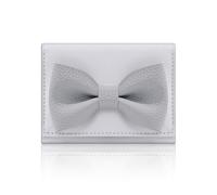 Denovin Small Wallets Woman, Cute Tri-fold Ladies Coquette Wallet for Women, Bow Credit Card Coin Holder Purse with ID Window for Cash Key Change, Purple