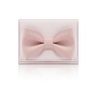 Denovin Small Wallets Woman, Cute Tri-fold Ladies Coquette Wallet for Women, Bow Credit Card Coin Holder Purse with ID Window for Cash Key Change, Pink, Minimalist