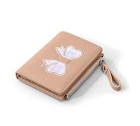Denovin Wallet Women, Coquette Bow Cute Wallets, Small Compact Aesthetic Bifold Zipper Pocket Card Case Purse Holder with ID Window for Ladies, Pink, Cute