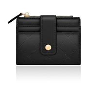 Denovin Wallet Women, Small Cute Card Wallets for Woman, Bifold Credit Business Card Coin Holder with Zipper Purse Pocket for Cash, Key, Change, ID Card, Black