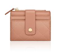 Denovin Wallet Women, Small Cute Card Wallets for Woman, Bifold Credit Business Card Coin Holder with Zipper Purse Pocket for Cash, Key, Change, ID Card, Pink