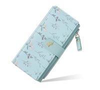 Denovin Womens Wallet, Cute Ladies Wallets for Women, Large Size Long Wallet with Coin Pouch for ID Cards Cash, Green, Modern