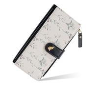 Denovin Womens Wallet, Cute Ladies Wallets for Women, Large Size Long Wallet with Coin Pouch for ID Cards Cash, Black, 7.7 x 1 x 3.9 inches, Modern