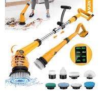 denqir 1500 RPM Electric Spin Scrubber for Dewalt 20V Battery (NO Battery), Power Shower Scrubber for Bathroom/Floor/Bathtub/Toilet/Tile,Electric Cleaning Brush with Long Handle & 8 Replaceable Brush
