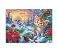 Dense Flower Cat Family 500 Piece Count Jigsaw Puzzle Set Cute Pets Warm The Heart For Adults Teens 14+ Concentration Training Indoor Game Family Game Night Rigid Cardboard 500 PCS