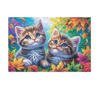 Dense Flower Cat Group 1000 Piece Jigsaw Puzzle for All Ages Easter Gift Idea Family Gathering Durable Pieces Stress Relief Home Decor 1000 PCS