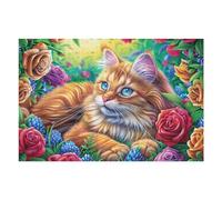 Dense Flower Cute Cat 1000 Piece Jigsaw Puzzle for Adults Cute Pets Warm The Heart Evening Wine Companion Relaxing Hobby Interlocking Pieces for Wine 1000 PCS