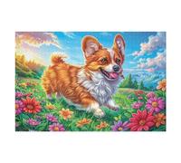 Dense Flower Cute Puppy 1000 Pieces Set Classic Jigsaw Puzzle Couple Puzzle Partners Logic Skill Wall Decor Easter New Year Gift Eco-friendly Recycled Cardboard 1000 PCS