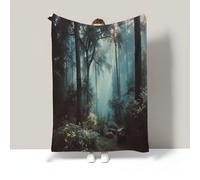 Dense Forest Landscape Fluffy Fleece Blanket Sofa Bed Throw Flannel Thin Blankets For Sofa Couch Recliner, Soft Breathable Washable Nature Theme Throw Blanket For Winter Autumn ( 127 X 178 Cm )