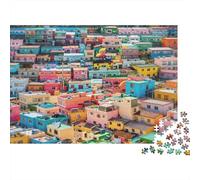 Dense Housing Jigsaw Puzzles 1000 Pieces Recycled Material Mexican Slums Puzzles for Elderly Relieve Senile Dementia Fun Family Game Activity Home 52x38cm/1000pcs