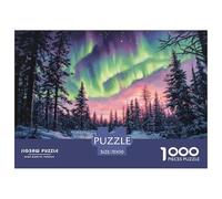 Dense Pine Forest,Northern Lights, Lone WolfPuzzles 1000 Pieces for Adults for Adults 1000 Piece Puzzle Educational Challenge Games Home Decoratio