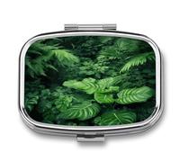 Densely Growing Green Plants Pill Box Medicine Pill Organizer Small Pill Case Travel Pill Container Portable Pill Case for Pocket 2 Compartment Pill Holder Pill Boxes for Travel