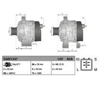 Alternator with freewheel belt pulley DAN1347 DENSO for TOYOTA HIACE V Van