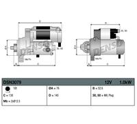 Denso Starter Motor DSN3079 – for Skoda Fabia/Praktik/Combi, VW Beetle, Golf A2 (1.4L 4-cyl)