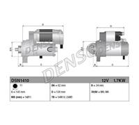 DENSO STARTER MOTOR DSN1410 FOR JAGUAR 3.0 F-TYPE (12-)
